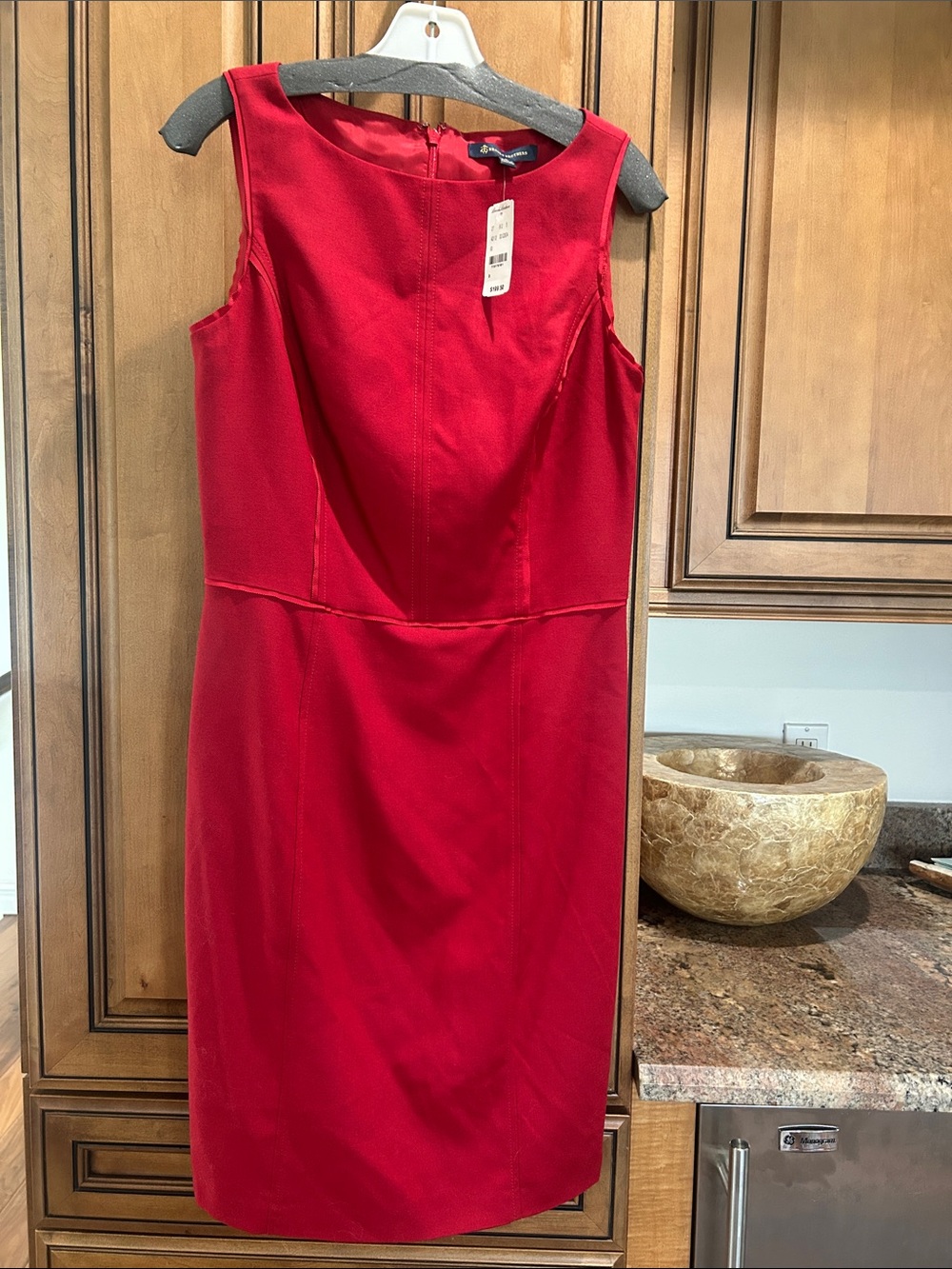 Brooks Brothers Red Sleeveless Sheath Midi Dress